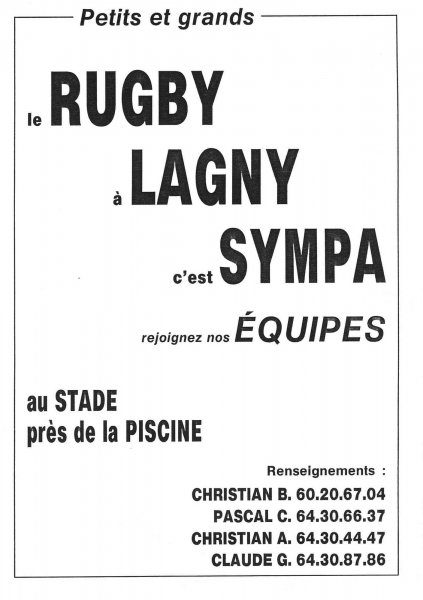 1990 - Flyer de l'école de rugby