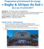 Programme détaillé du Voyage des cadets et juniors en Afrique du (...)